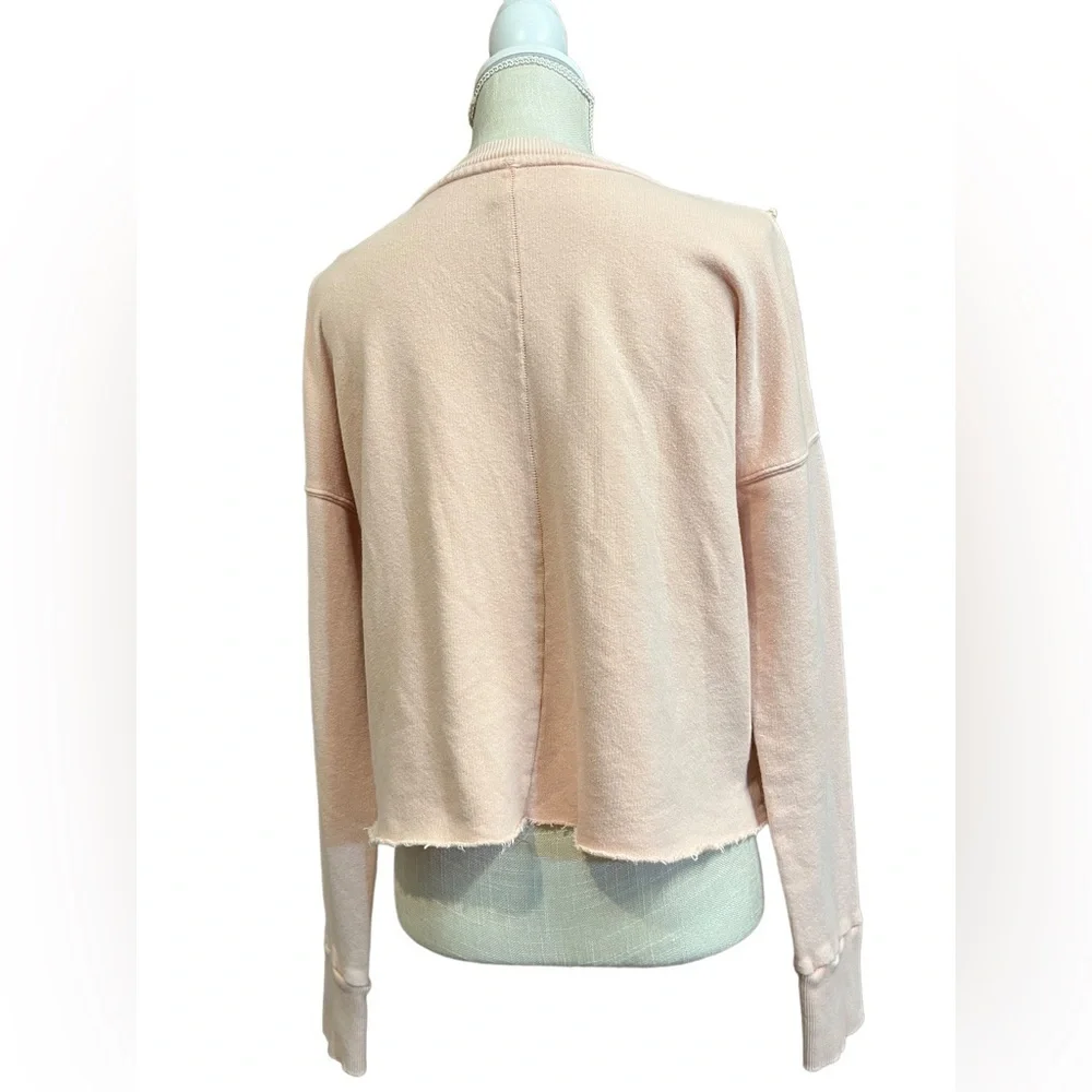 FREE PEOPLE Ooh La Ruffled Oversized Pullover Sweatshirt in Ballet Pink EUC - Picture 9 of 16